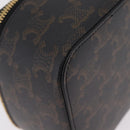 CELINE Triomphe Vanity Pouch PVC Black Gold Auth 207214V-14