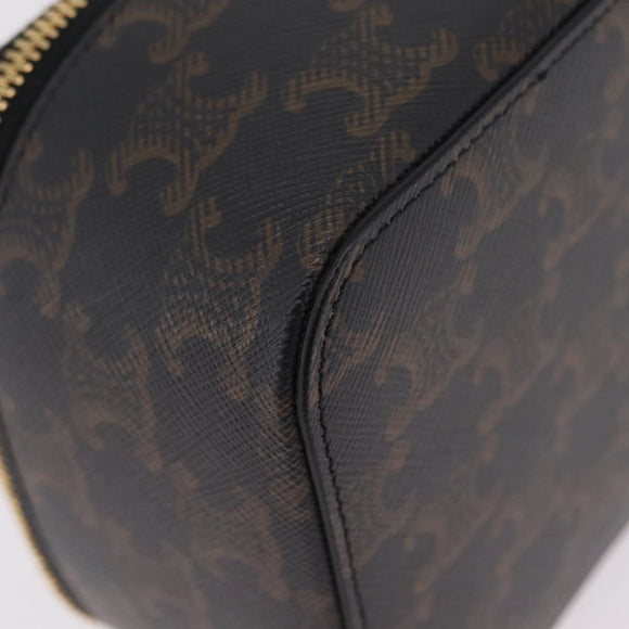 CELINE Triomphe Vanity Pouch PVC Black Gold Auth 207214V