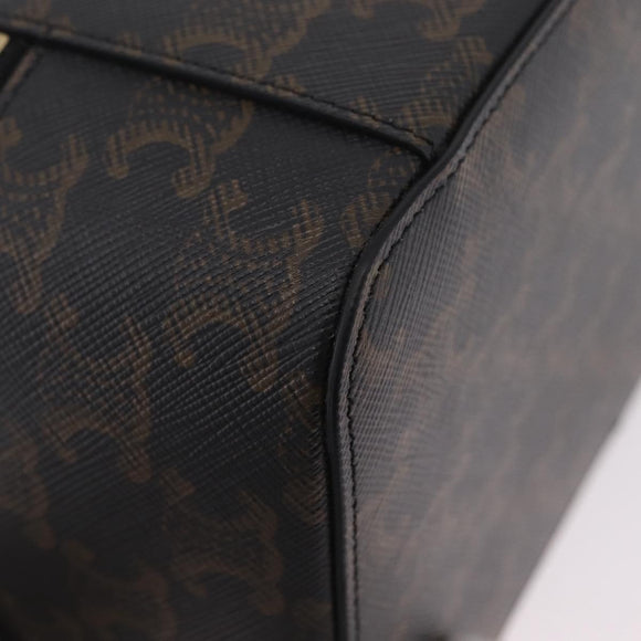 CELINE Triomphe Vanity Pouch PVC Black Gold Auth 207214V