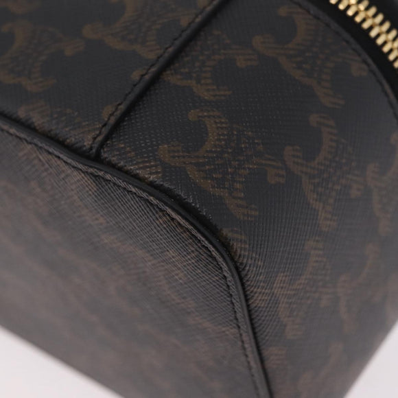 CELINE Triomphe Vanity Pouch PVC Black Gold Auth 207214V