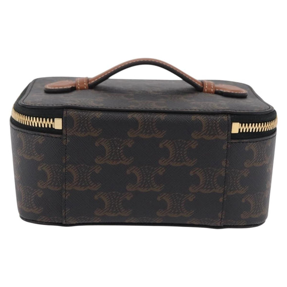 CELINE Triomphe Vanity Pouch PVC Black Gold Auth 207214V