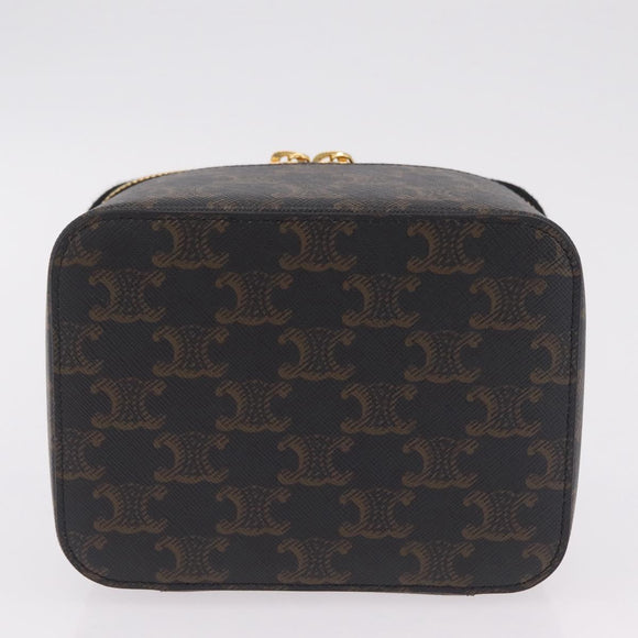 CELINE Triomphe Vanity Pouch PVC Black Gold Auth 207214V