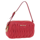 Miu Miu Matelasse Hand Pouch Leather Red Gold Auth 207215M-1
