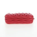 Miu Miu Matelasse Hand Pouch Leather Red Gold Auth 207215M-5