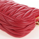 Miu Miu Matelasse Hand Pouch Leather Red Gold Auth 207215M-15