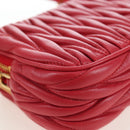 Miu Miu Matelasse Hand Pouch Leather Red Gold Auth 207215M-16