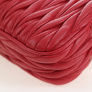 Miu Miu Matelasse Hand Pouch Leather Red Gold Auth 207215M-17