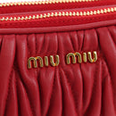 Miu Miu Matelasse Hand Pouch Leather Red Gold Auth 207215M-18