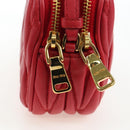 Miu Miu Matelasse Hand Pouch Leather Red Gold Auth 207215M-19