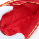 Miu Miu Matelasse Hand Pouch Leather Red Gold Auth 207215M-10