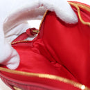 Miu Miu Matelasse Hand Pouch Leather Red Gold Auth 207215M-21