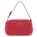 Miu Miu Matelasse Hand Pouch Leather Red Gold Auth 207215M-13