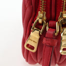 Miu Miu Matelasse Hand Pouch Leather Red Gold Auth 207215M-22