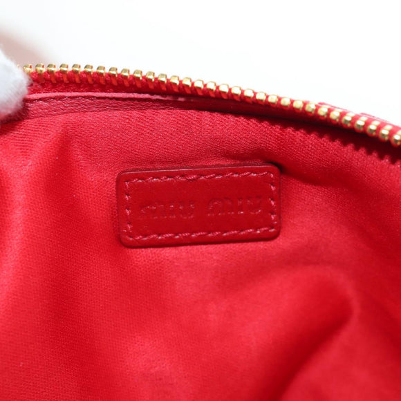 Miu Miu Matelasse Hand Pouch Leather Red Gold Auth 207215M