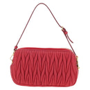 Miu Miu Matelasse Hand Pouch Leather Red Gold Auth 207215M-2
