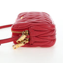 Miu Miu Matelasse Hand Pouch Leather Red Gold Auth 207215M-3