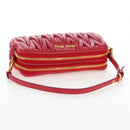 Miu Miu Matelasse Hand Pouch Leather Red Gold Auth 207215M-7