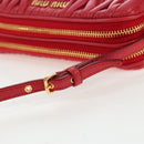 Miu Miu Matelasse Hand Pouch Leather Red Gold Auth 207215M-8