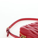 Miu Miu Matelasse Hand Pouch Leather Red Gold Auth 207215M-9