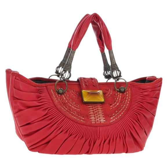 Christian Dior Tote Bag Leather Red Auth 207217M