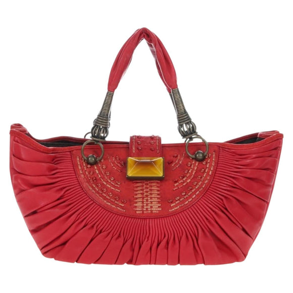 Christian Dior Tote Bag Leather Red Auth 207217M