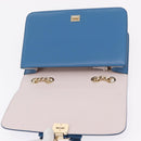 Salvatore Ferragamo Vala Chain Shoulder Bag Leather Blue Gold Auth 207221V-18