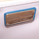 Salvatore Ferragamo Vala Chain Shoulder Bag Leather Blue Gold Auth 207221V-19