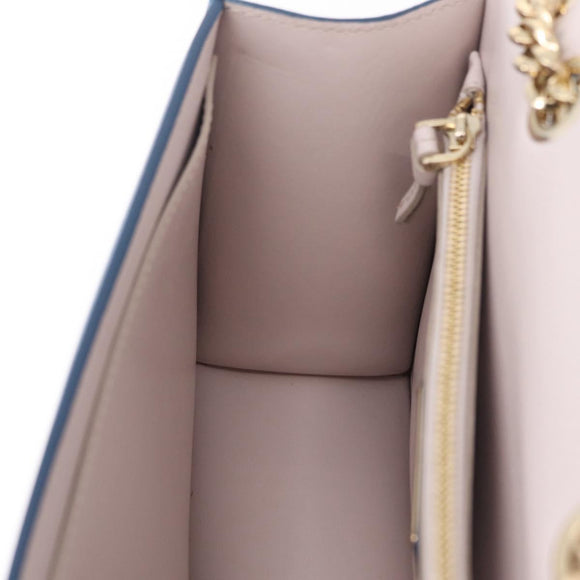 Salvatore Ferragamo Vala Chain Shoulder Bag Leather Blue Gold Auth 207221V