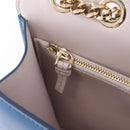 Salvatore Ferragamo Vala Chain Shoulder Bag Leather Blue Gold Auth 207221V-22
