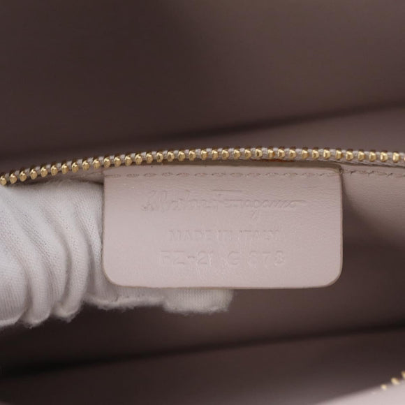 Salvatore Ferragamo Vala Chain Shoulder Bag Leather Blue Gold Auth 207221V