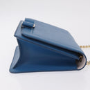 Salvatore Ferragamo Vala Chain Shoulder Bag Leather Blue Gold Auth 207221V-3
