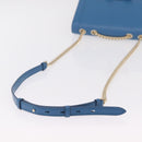 Salvatore Ferragamo Vala Chain Shoulder Bag Leather Blue Gold Auth 207221V-7