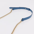 Salvatore Ferragamo Vala Chain Shoulder Bag Leather Blue Gold Auth 207221V-8