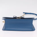 Salvatore Ferragamo Vala Chain Shoulder Bag Leather Blue Gold Auth 207221V-5