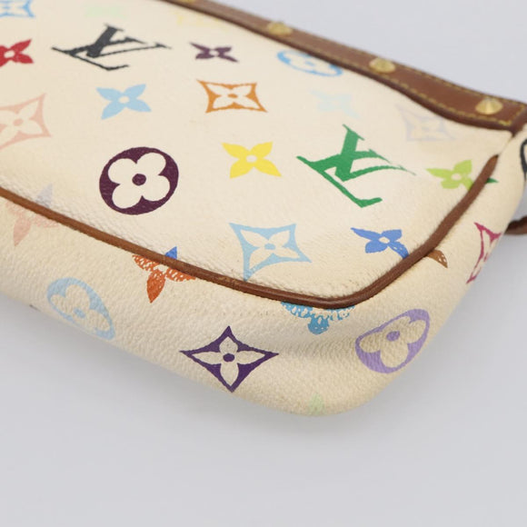 LOUIS VUITTON Monogram Multicolor Pochette Accessoires White M92649 Auth 207223