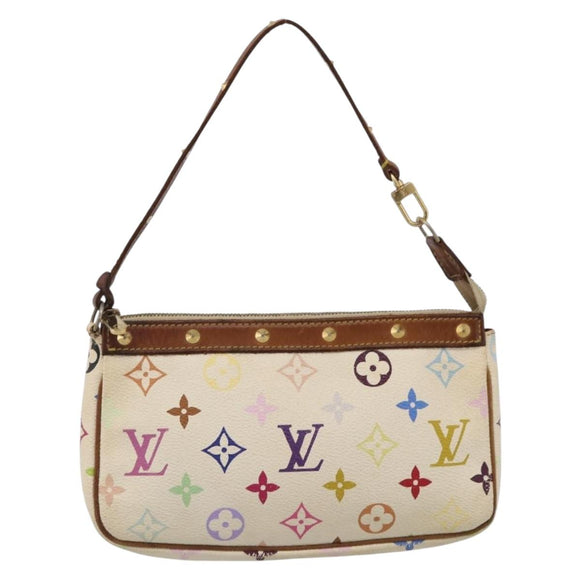 LOUIS VUITTON Monogram Multicolor Pochette Accessoires White M92649 Auth 207223