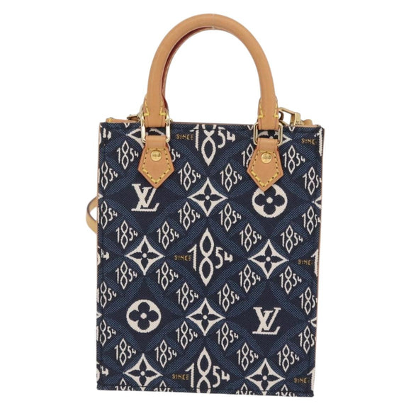 LOUIS VUITTON Monogram Jaguar Petit Sac Plat Bag 2way Navy M80288 Auth 207226M