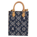 LOUIS VUITTON Monogram Jaguar Petit Sac Plat Bag 2way Navy M80288 Auth 207226M-2