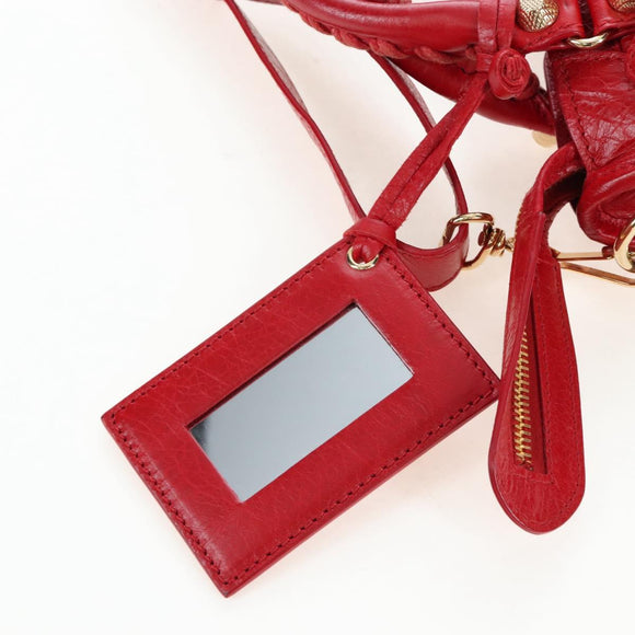 Balenciaga Giant Mini City Hand Bag Leather 2way Red Gold 309544 Auth 207227SAM