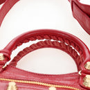 Balenciaga Giant Mini City Hand Bag Leather 2way Red Gold 309544 Auth 207227SAM-14
