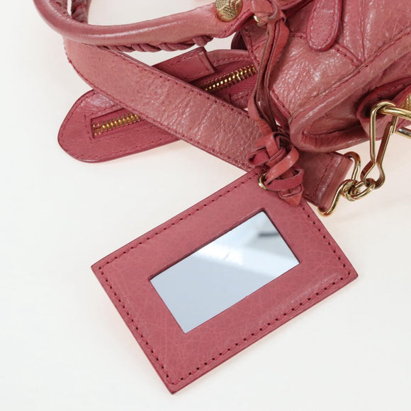 Balenciaga Giant Mini City Hand Bag Leather 2way Pink Gold 309544 Auth 207228M