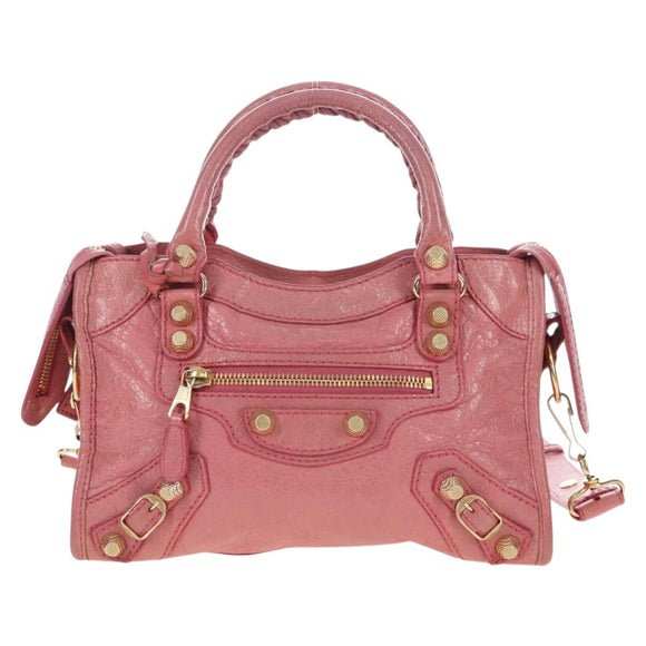 Balenciaga Giant Mini City Hand Bag Leather 2way Pink Gold 309544 Auth 207228M