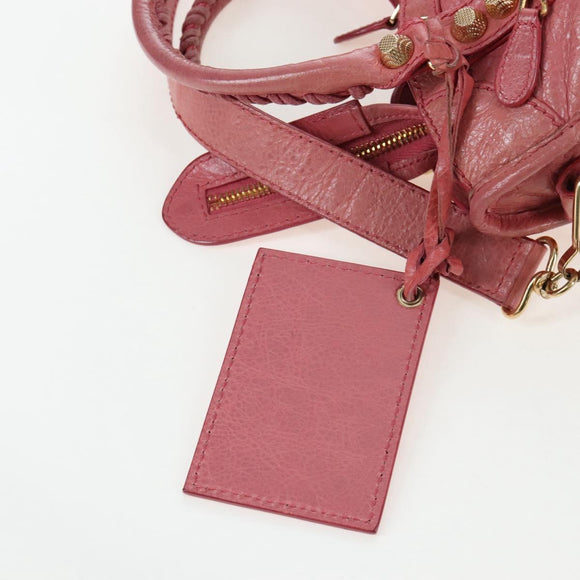 Balenciaga Giant Mini City Hand Bag Leather 2way Pink Gold 309544 Auth 207228M