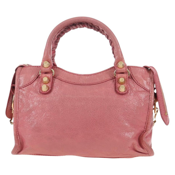 Balenciaga Giant Mini City Hand Bag Leather 2way Pink Gold 309544 Auth 207228M