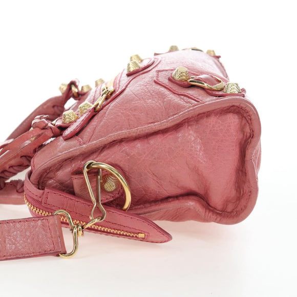 Balenciaga Giant Mini City Hand Bag Leather 2way Pink Gold 309544 Auth 207228M