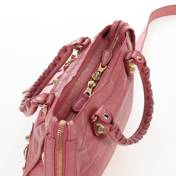 Balenciaga Giant Mini City Hand Bag Leather 2way Pink Gold 309544 Auth 207228M