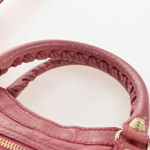 Balenciaga Giant Mini City Hand Bag Leather 2way Pink Gold 309544 Auth 207228M