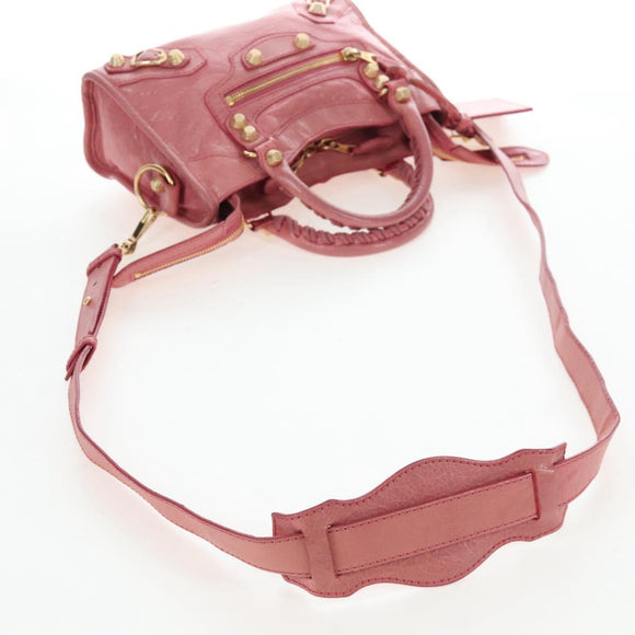 Balenciaga Giant Mini City Hand Bag Leather 2way Pink Gold 309544 Auth 207228M