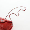 CHANEL Matelasse Chain Shoulder Wallet Lamb Skin Orange Silver CC Auth 207243V-10