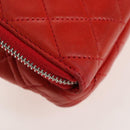 CHANEL Matelasse Chain Shoulder Wallet Lamb Skin Orange Silver CC Auth 207243V-14